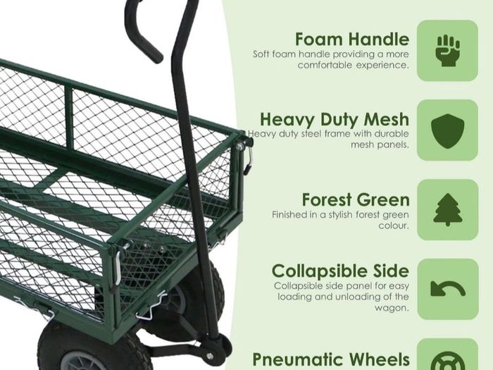 Heavy Duty Metal Green Garden Cart Utility Trolley NEW