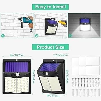 NEW SALE | Security Lights Outdoor Motion Sensor - 144 LED Solar Powered Security Light Outside Garden Fence Lights Waterproof Outdoor Wall Lighting 3 Modes Solar Pir Lights for Front Door Yard Garage