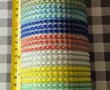 Vintage Shabby Chic Multicolored Woven Thermos / Vacuum Flask.  Display Only