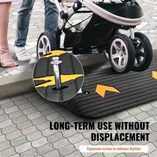 Upgraded Rubber Threshold Ramp, 3" Rise Door Ramp with 1 Channel, Natural Rubber Car Ramp