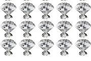 20Pcs 30mm Crystal Door Knobs, Glass Drawer Knobs Crystal Door Handles Diamond Pulls Zinc Alloy with 40 Screws of 2 Sizes 25mm, 19mm for Home Kitchen Office Chest Bin Drawer Decorating (FREE POSTAGE)