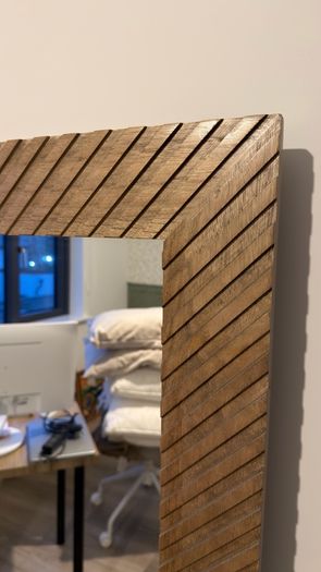 Geometric Carved Wooden Lean-To Mirror  Large (160 x 110cm)