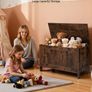 Large Wood Toy Chest Safety Hinge Kids Storage Bench Image 4
