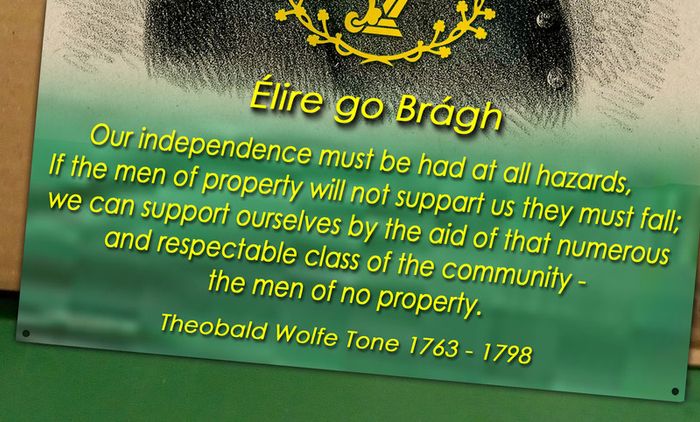 Wolfe Tone memorabilia metal sign Irish History memorabilia tin metal sign