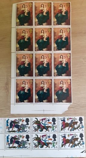 Sheets of Vintage UK Postage Stamps