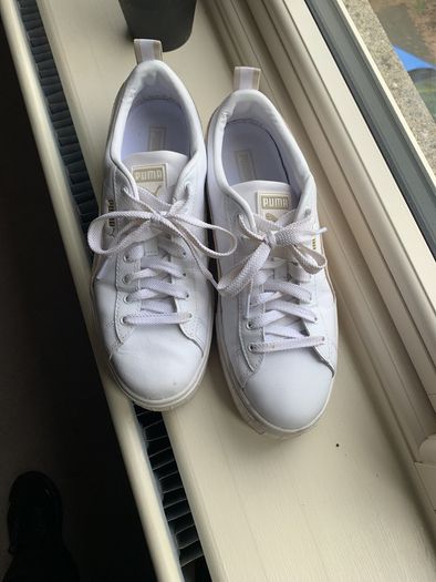 Puma Mayze platform trainer in white and oatmeal size 42 ( uk 8)