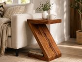 Z  Shape Solid Wood Side Table