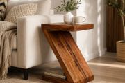 Z  Shape Solid Wood Side Table