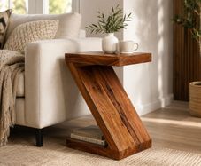 Z  Shape Solid Wood Side Table