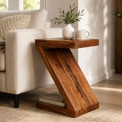 Z  Shape Solid Wood Side Table