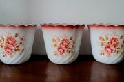 Vintage milkglass planters x 3