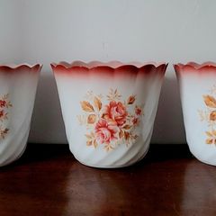 Vintage milkglass planters x 3
