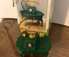 Rare Vintage Green Ornate bedside table and telephone
