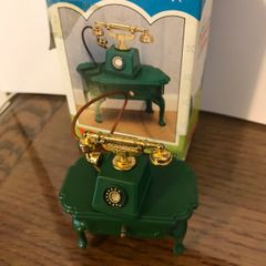 Rare Vintage Green Ornate bedside table and telephone