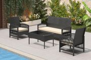 4pc Rattan Furniture Set Garden Patio Seating with coffee table
