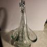 OLD CUT Vintage Handcrafted large glass LITE BLUE OR SEA GREEN swan plants flowers OR candle centerpiece Image 3