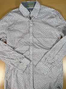 TED BAKER London Mens 100% Cotton White PATTERNED Shirt - Size 3 Medium