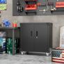 Metal Storage Cabinet with Wheels, Rolling Storage Cabinet with 2 Doors and Adjustable Shelves, Pegboard and 4 Hooks, Suitable for Garage, Home, Office, School, Black Image 2