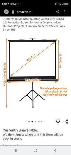 60 inch Portable Projection screen