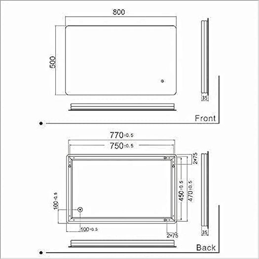 NEW SALE | 800 x 500mm Backlit LED Illuminated Bathroom Mirror with Light Sensor + Demister