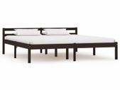 Bed Frame Dark Brown Solid Pine Wood 160x200 cm
