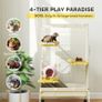 4-Level Rolling Small Animal Cage, Rabbit Cage with 3 Ramps, Water Bottle, Food Dish, 15cm Deep Tray, Beige Image 3