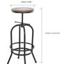 Affordable Industrial Style Height Adjustable Swivel Bar Stool With Natural Pinewood Top Image 4