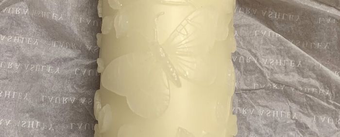 Laura Ashley Butterfly Pillar Candle NEW