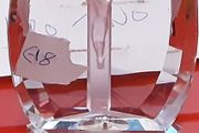 glass ornament with etched crucifix