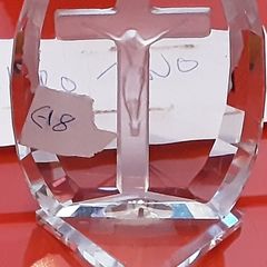 glass ornament with etched crucifix