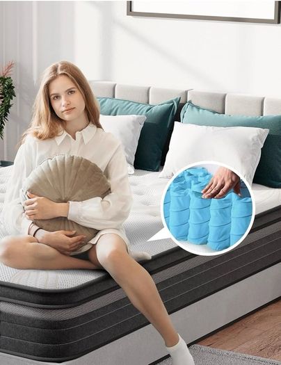 Gel Individually Pocket Sprung Small Double Mattress 4FT with Soft Fabric, 10 Inch Hybrid Mattress