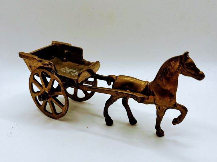 Brass horse and cart