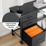 Metal File Cabinet, Mobile Filing Cabinet with 3 Fabric Drawers and 2 Open Shelves, Wooden Vertical Filing Storage Cabinets Image 7