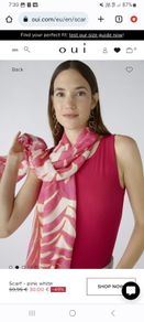 Oui large scarf - Pure Viscose - Pink White - BNWT RRP 60