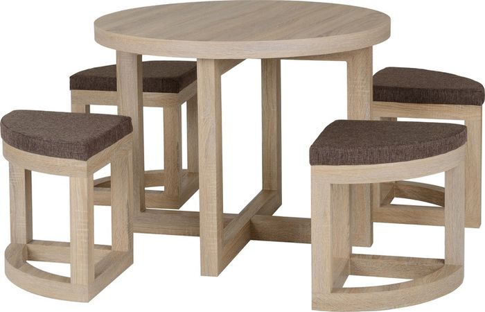 Cambourne Stowaway Dining Set in Sonoma Oak Effect Veneer/Brown Linen Fleck