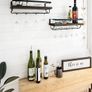 Wall Mounted Wine Shelves Set of 2 Wood Rustic Wine Bottle Glass Floating Racks with Stemware Hanger Modern Plants Photos Wine Display Storage Holder for Kitchen Dining Room Bar Image 2