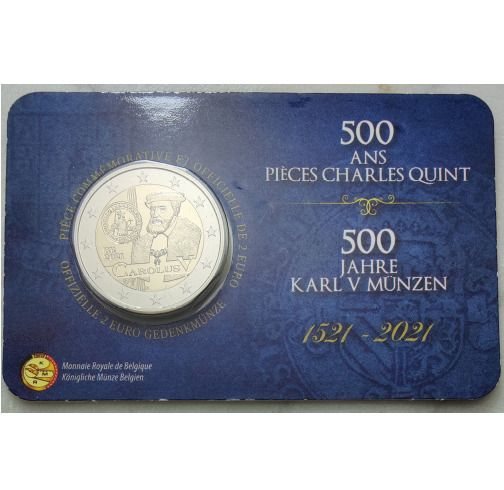 Belgium 2 Euro Brilliant Uncirculated Coin 2021 - 500 Years of Carolus V - 2 Euro Commemorative Coin