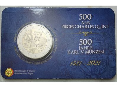 Belgium 2 Euro Brilliant Uncirculated Coin 2021 - 500 Years of Carolus V - 2 Euro Commemorative Coin