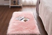 Faux Sheepskin Rug,Soft Fluffy Rug for Bedroom Floor Sofa Living Room Area Rug Rectangle (Pink, 27.5 x 53.1 inch)