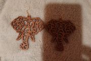 boho wooden elephant head earrings