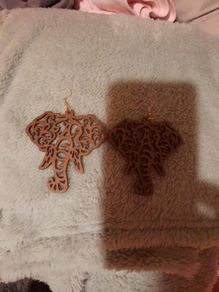 boho wooden elephant head earrings