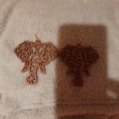 boho wooden elephant head earrings