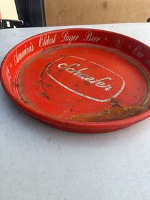 Vintage Schaefer pub tray 14in diameter