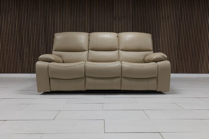 Rita 3+2 True Beige Leather Recliner Sofa Set