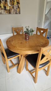 solid oak table and chairs
