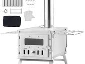 Camping Wood Stove with Chimney Outdoor Heating and BBQ Cooking
