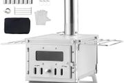 Camping Wood Stove with Chimney Outdoor Heating and BBQ Cooking