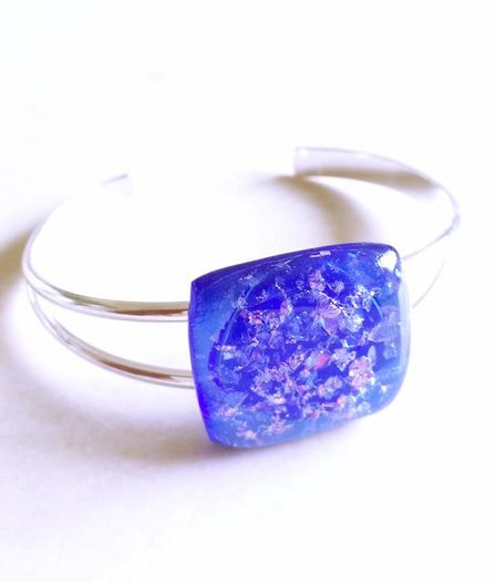 Handmade Glass Fused Dichroic Bangle - FREE DELIVERY