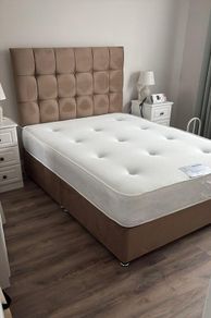 Double bed with headboard and mattress, double bed