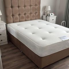Double bed with headboard and mattress, double bed